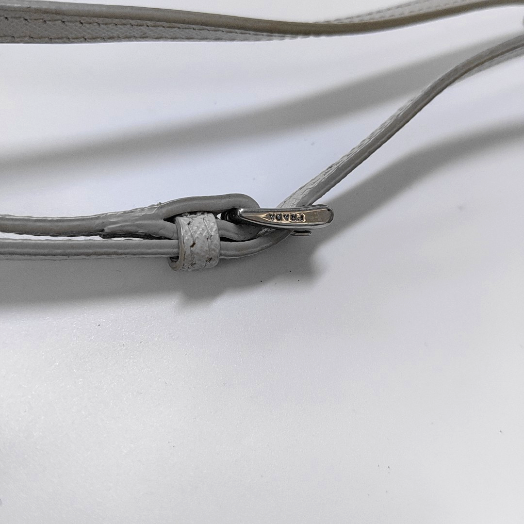 PRADA White Cowhide Crisscross Studs Single Shoulder Bag Crossbody Bag Silver Hardware Removable shoulder strap-(SKU)-935053572