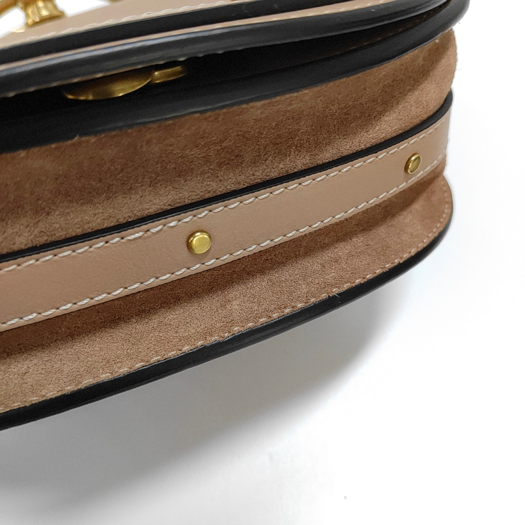 Chloé Nile Small size Nude Pink Cow Leather Shoulder Bag with Shoulder Strap Golden hardware Removable shoulder strap-(SKU)-956893921