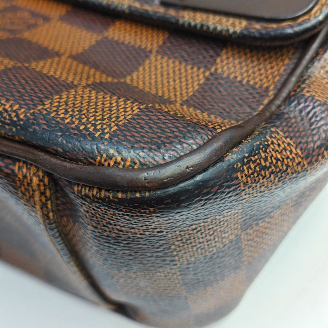 LOUIS VUITTON SHELTON Medium size Brown coated canvas checkered postman bag crossbody single shoulder bag Golden hardware-(SKU)-946505264