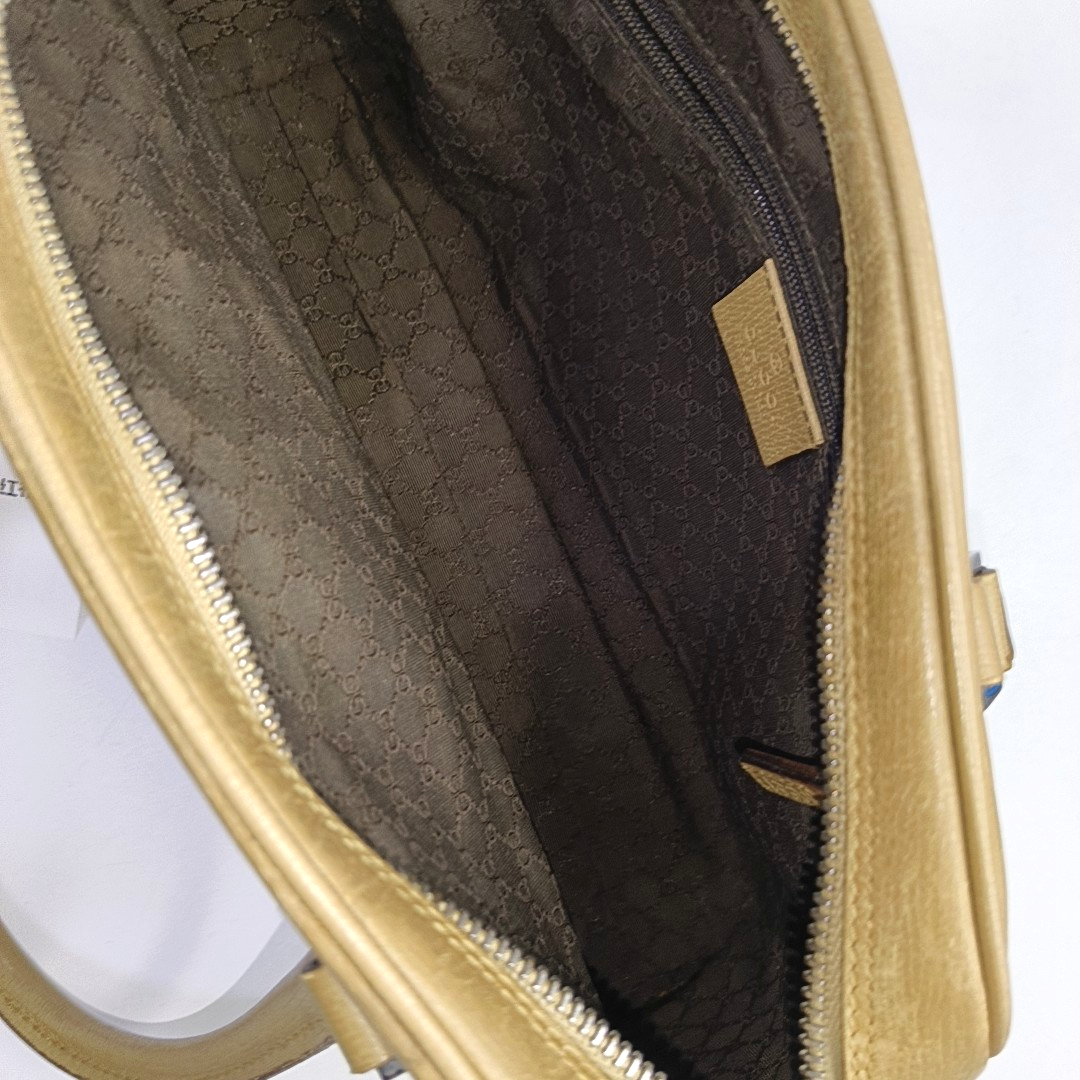 GUCCI Khaki Leather Tote Silver Hardware-(SKU)-945954036