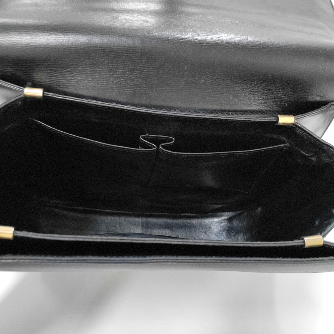 CELINE Black Leather Patchwork Single Shoulder Bag Golden hardware-(SKU)-941503752
