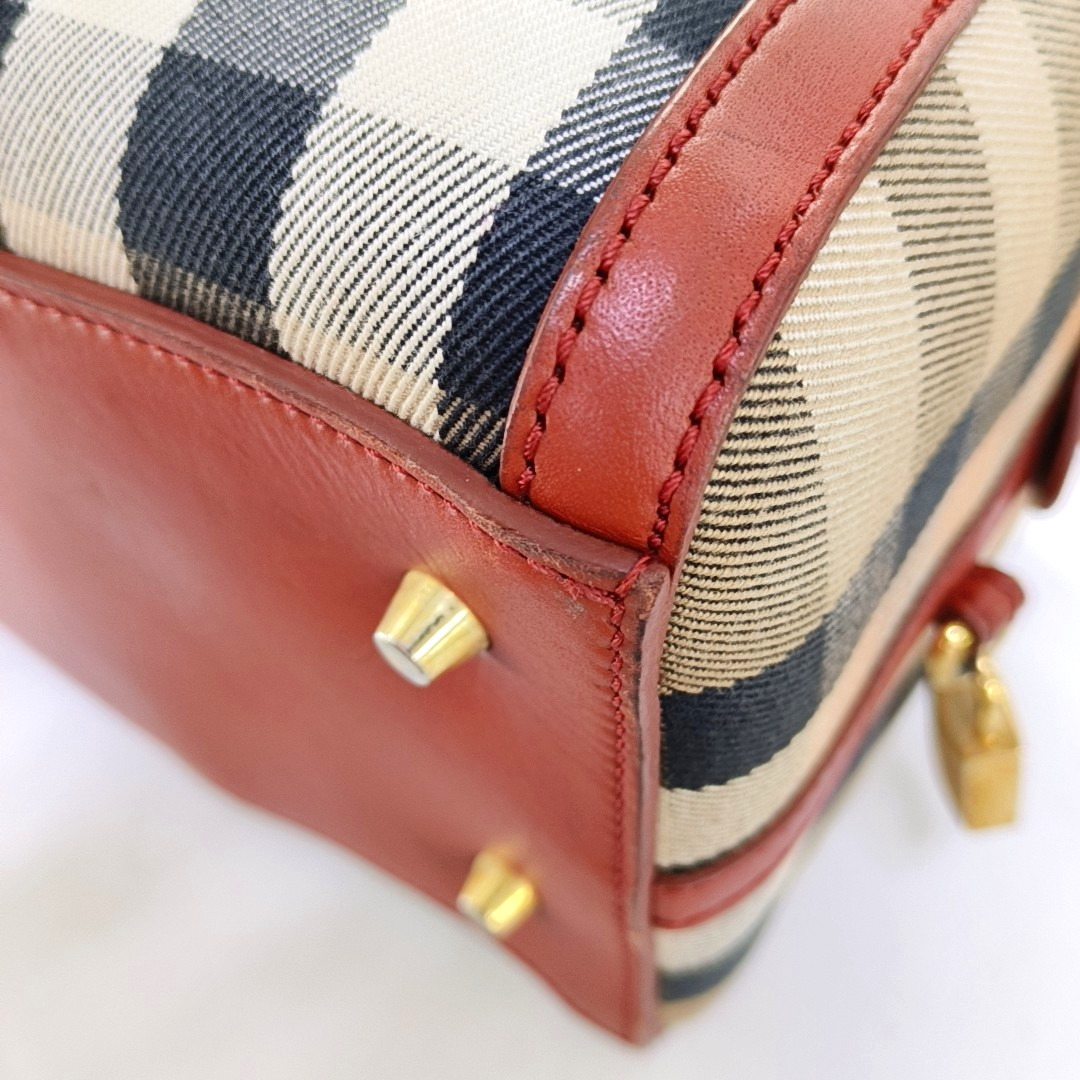 BURBERRY Alchester Red Canvas Handbag Golden hardware-(SKU)-959788155