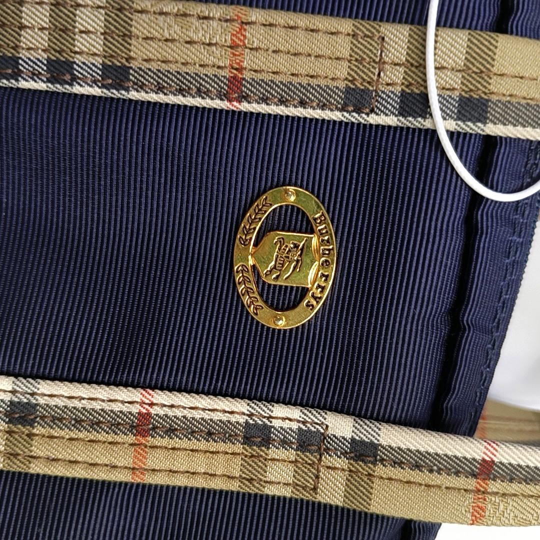 BURBERRY Dark Blue Fabric Tote Bag Golden hardware-(SKU)-947164907