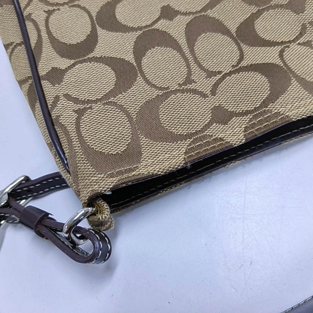 COACH Khaki canvas monogram crossbody bag, handbag Silver Hardware-(SKU)-951046342