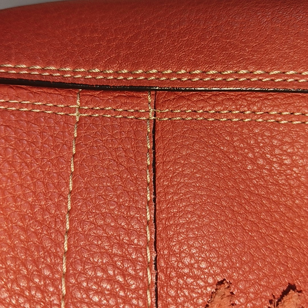 COACH HAMPTON Watermelon Red Calf Leather Fringe Weave Handbag Silver Hardware-(SKU)-928565147