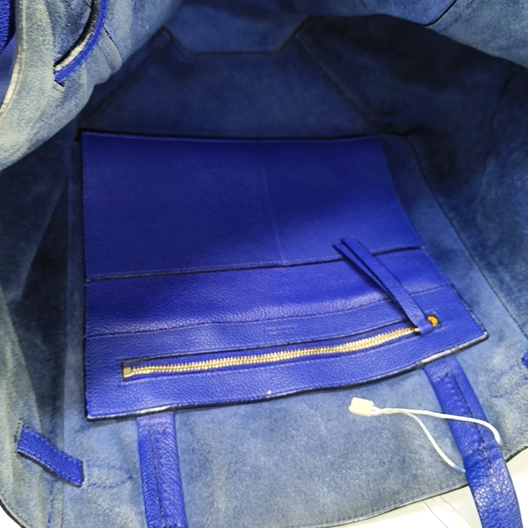 CELINE CABAS PHANTOM Small size Blue cowhide single shoulder bag Golden hardware-(SKU)-939043685