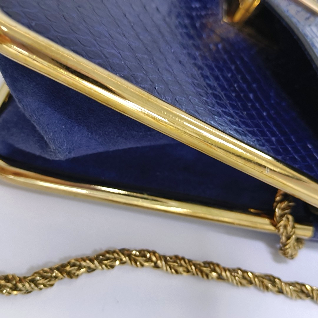 Chloé Sally Small size Dark Blue Snake Skin Crossbody Bag Golden hardware-(SKU)-935267060