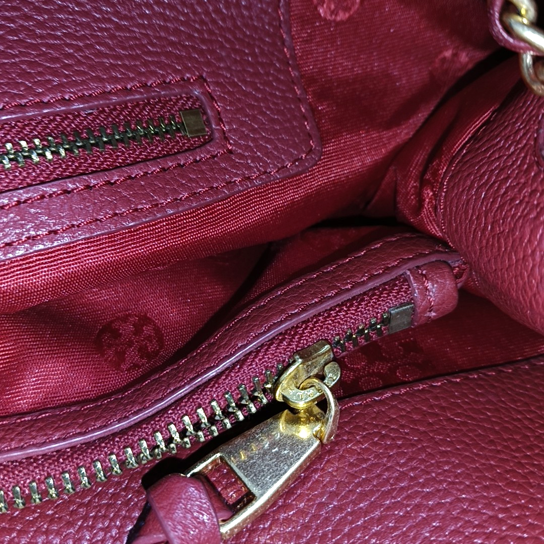 TORY BURCH Britten Red Cowhide Single Shoulder Bag Golden hardware-(SKU)-14400670