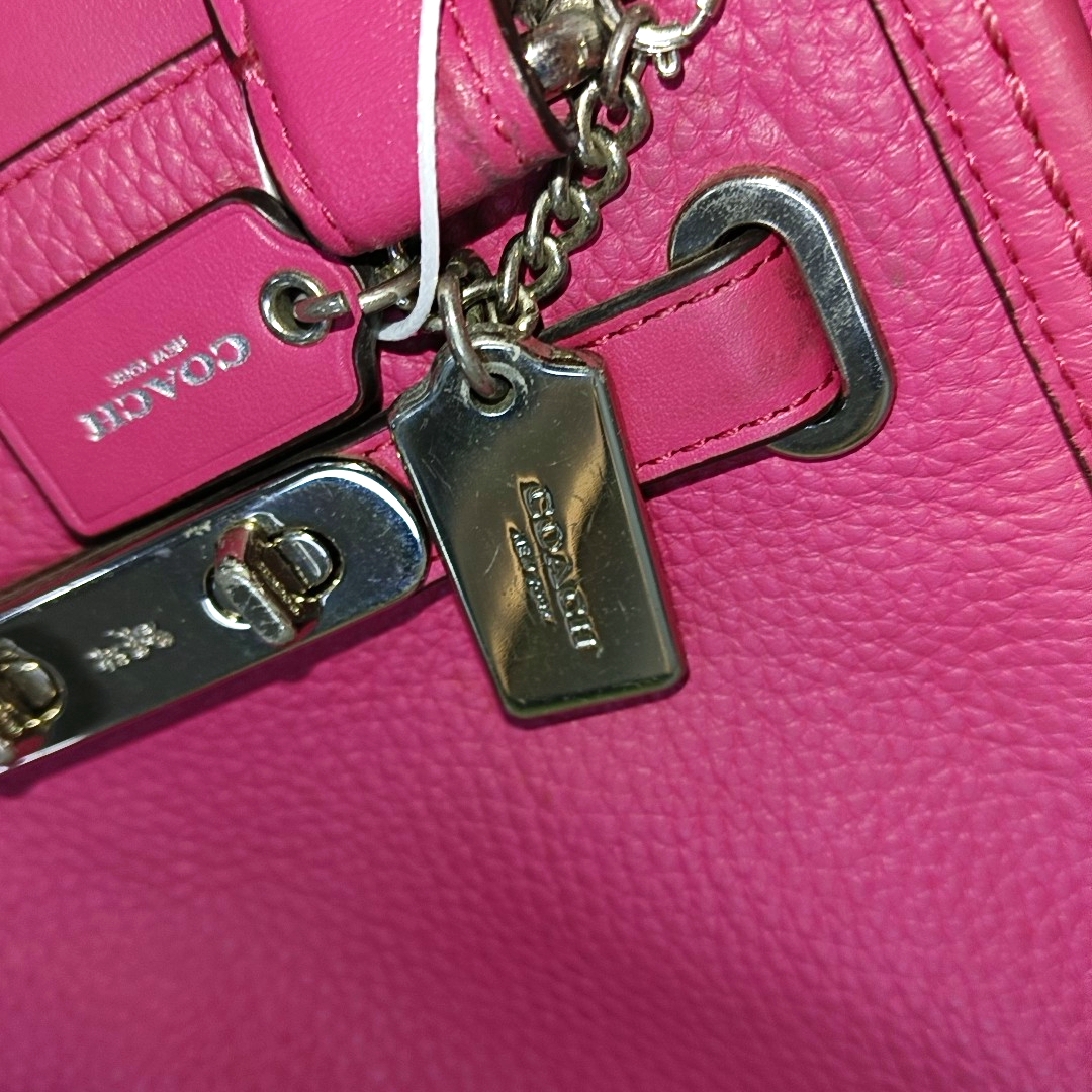 COACH SWAGGER Pink Cowhide Crossbody Bag Ruthenium color hardware Removable shoulder strap-(SKU)-928838798