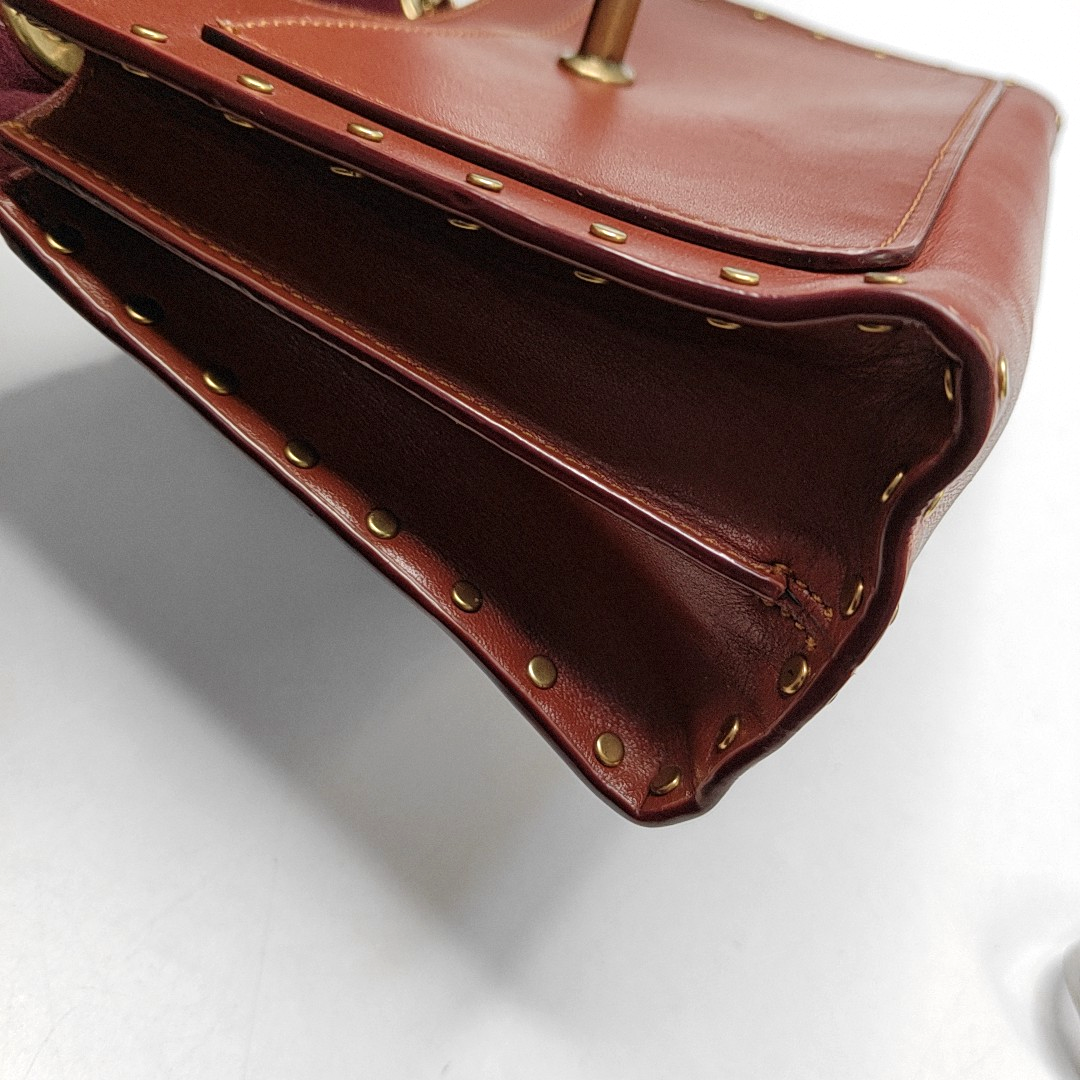 COACH PARKER 18 Brown Coated Canvas Monogrammed Studs Crossbody Shoulder Bag Golden hardware-(SKU)-944285676