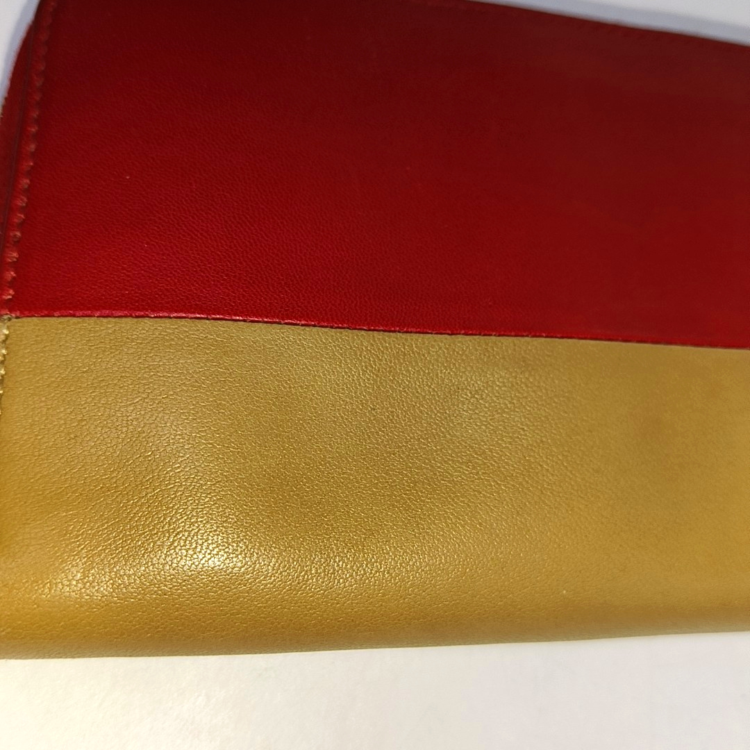 CELINE SOLO Red Leather Wallet Golden hardware-(SKU)-935679430