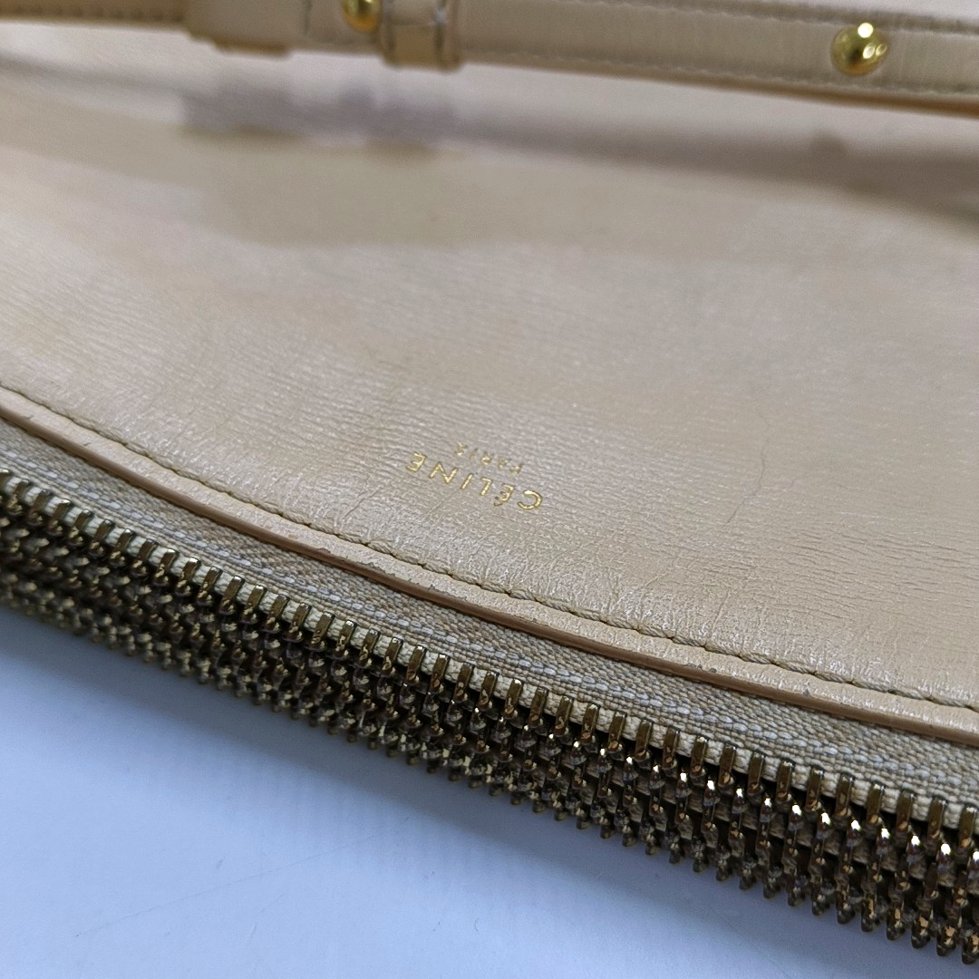 CELINE TRIO Small size Yellow cowhide single shoulder bag Golden hardware Sub-bag-(SKU)-958688928