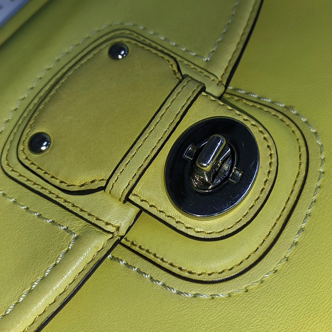 COACH WILLIS Yellow Leather Fringe Weaved Handbag Silver Hardware-(SKU)-937311657