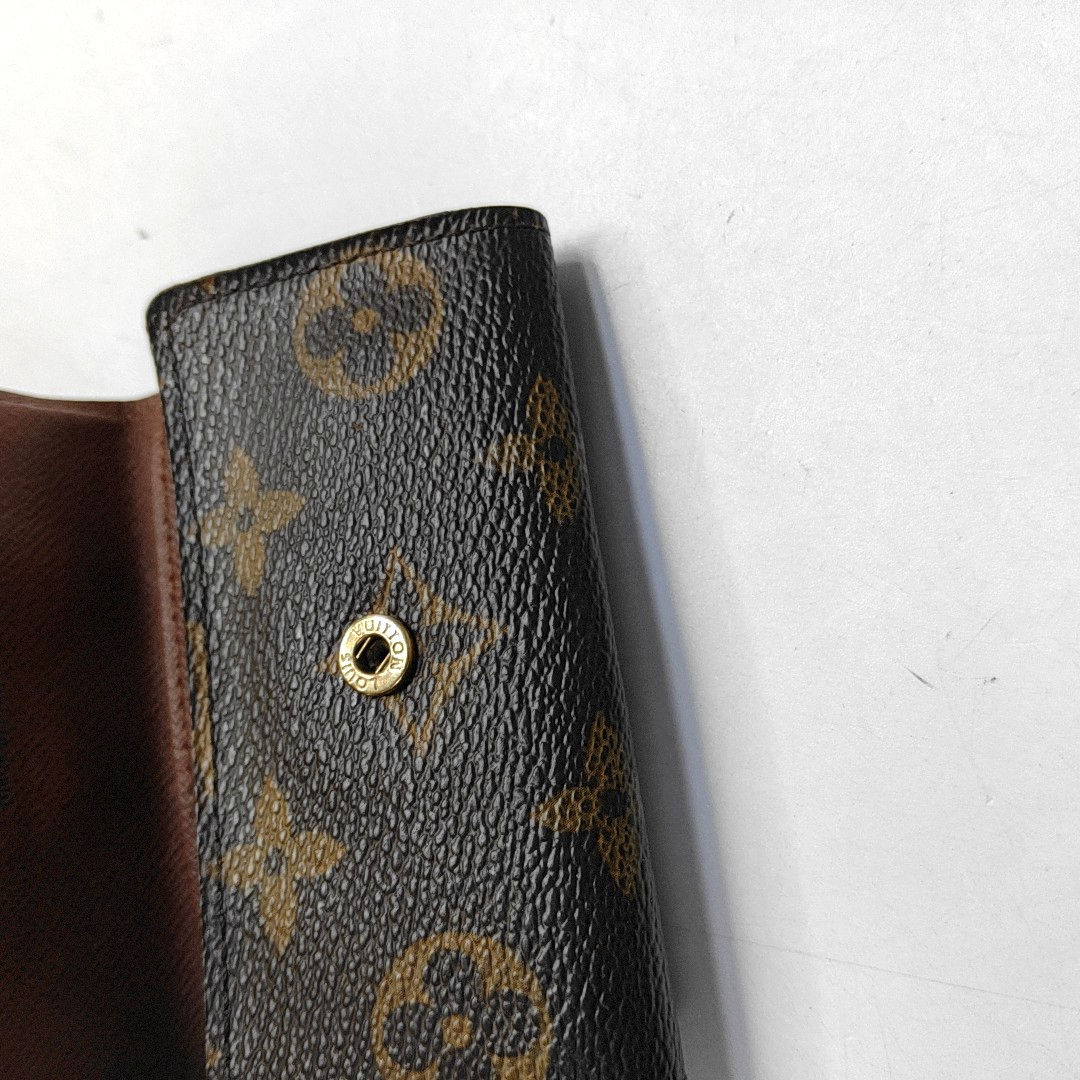 LOUIS VUITTON PORTE MONNAIE Brown Coated Canvas Monogram Key Bag Golden hardware-(SKU)-943902302