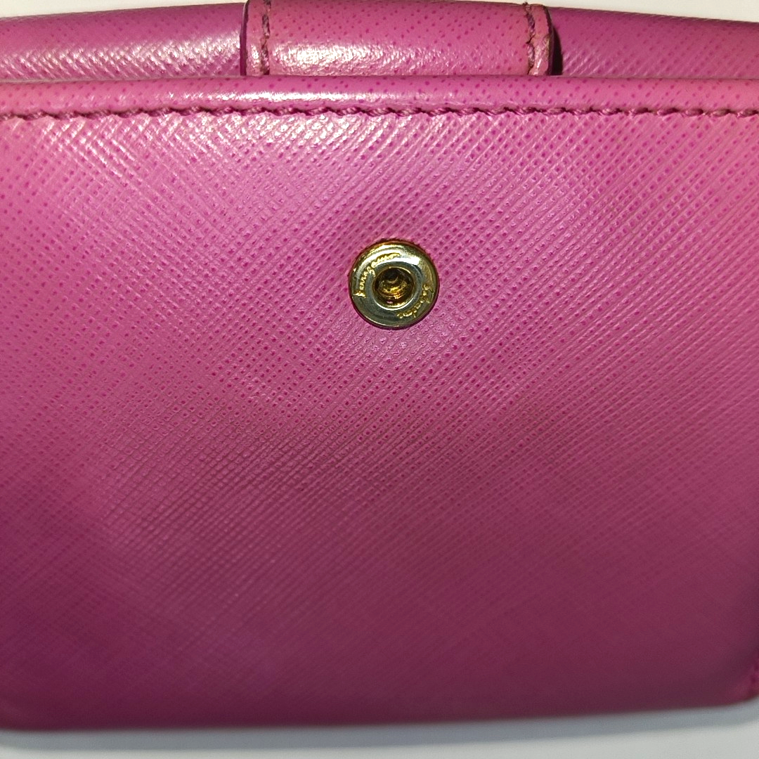 FERRAGAMO Vara Pink Leather Embossed Wallet Golden hardware-(SKU)-930486413