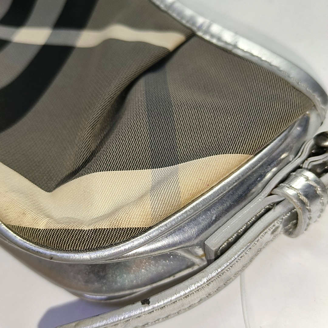 BURBERRY Gray Nylon Single Shoulder Bag, Handbag Black hardware Removable shoulder strap-(SKU)-951639021