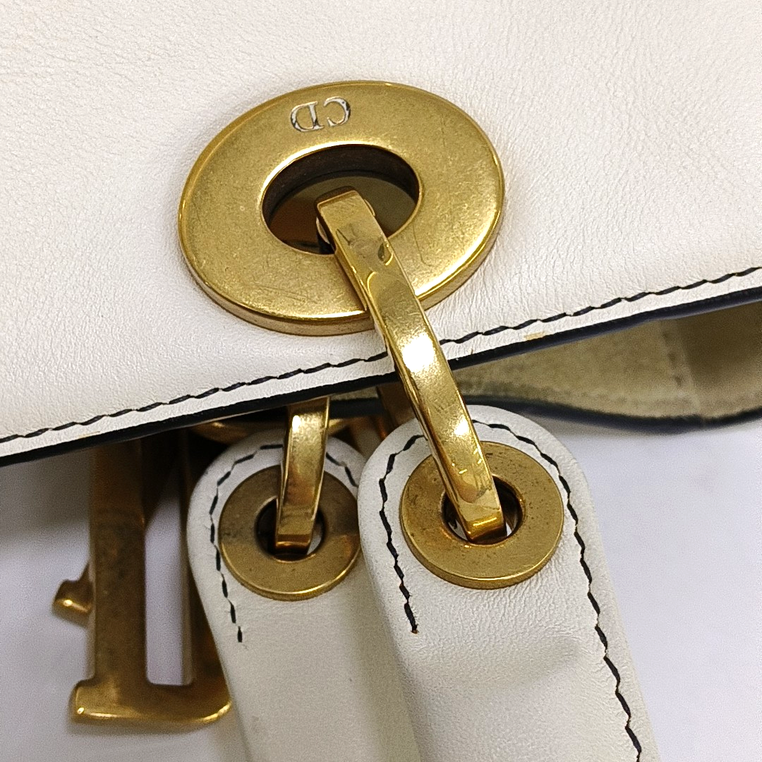 DIOR Lady Dior Medium White Leather Printed Cannage Bag Crossbody Shoulder Bag Handbag Gold Hardware Removable Strap-(SKU)-955334557