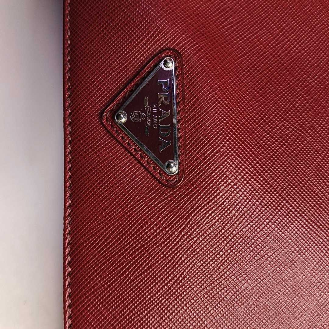 PRADA Red Cowhide Tote Bag Silver Hardware-(SKU)-954933238