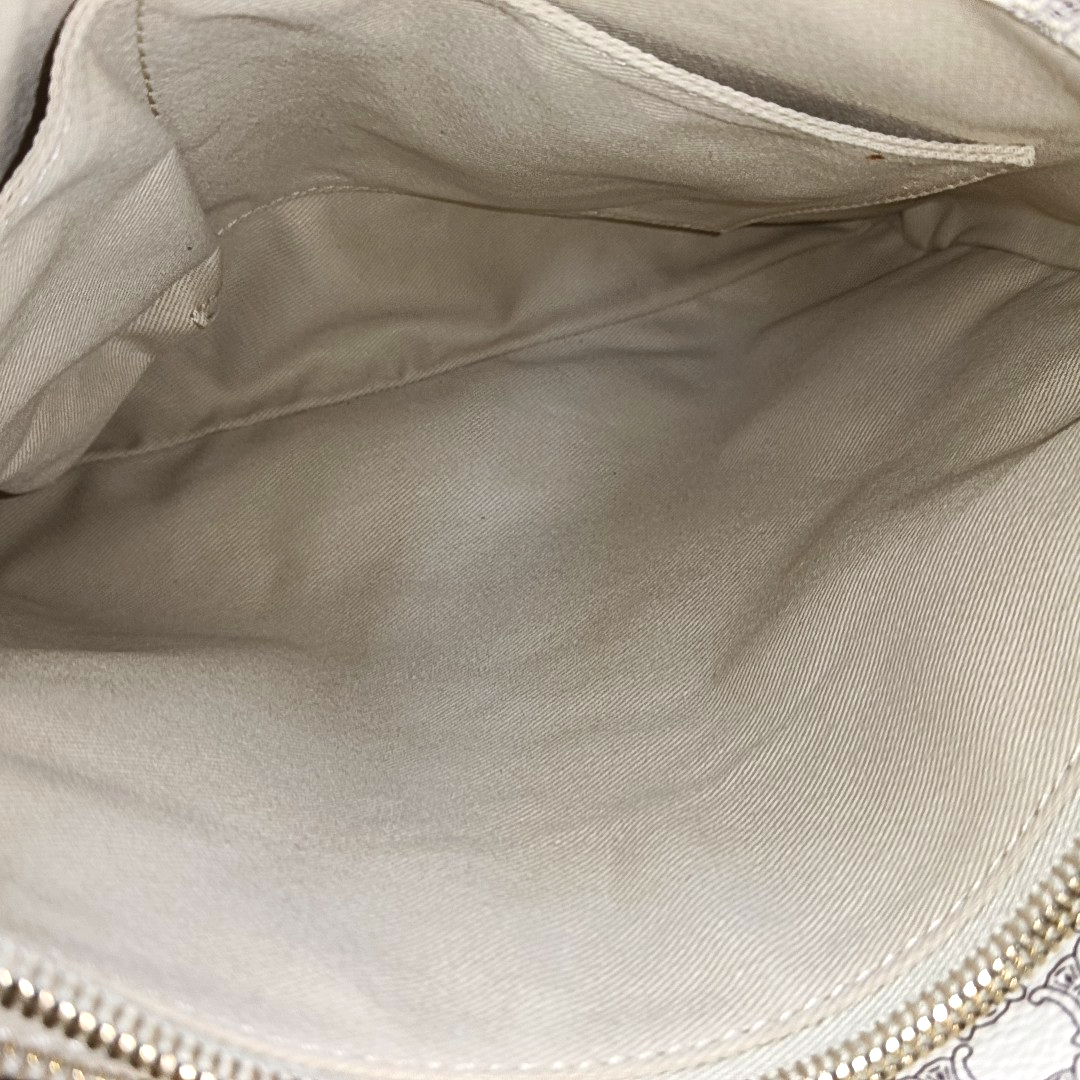 CELINE Tote bag White Coated Canvas Triumph Handbag Golden hardware-(SKU)-955765030