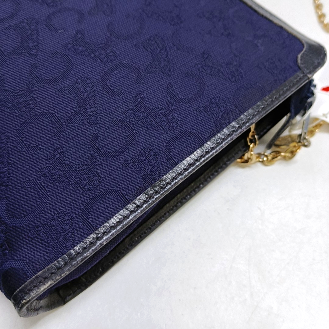 CELINE Dark Blue Canvas Floral Handbag Golden hardware-(SKU)-950300575