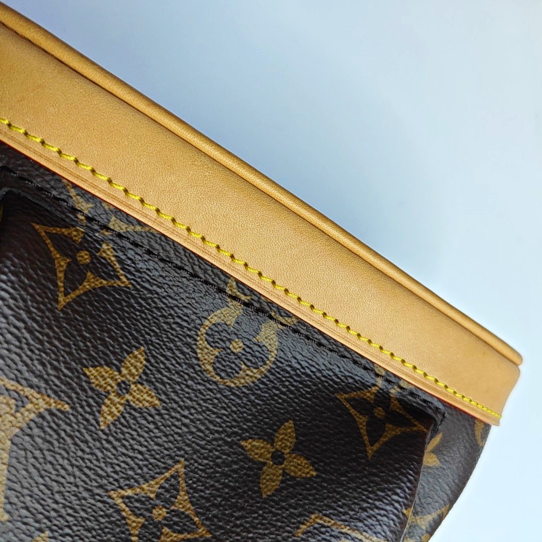 LOUIS VUITTON MONTSOURIS BB brown coated canvas Monogram backpack gold hardware 2 removable shoulder straps complete accessories-(SKU)-965720773