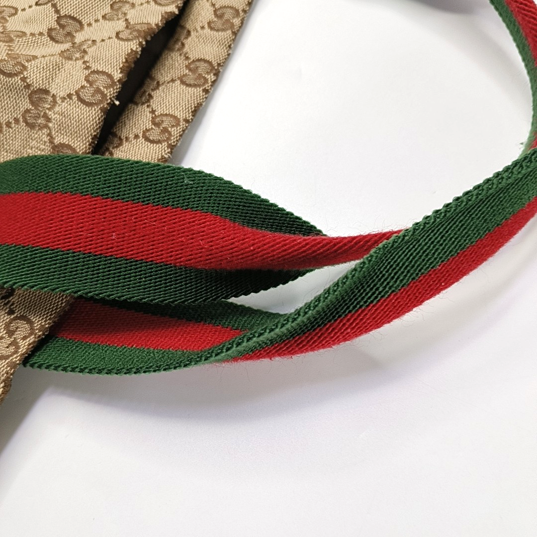 GUCCI Diaper Brown Canvas Monogrammed Striped Webbing Handbag Shoulder Bag-(SKU)-960138854