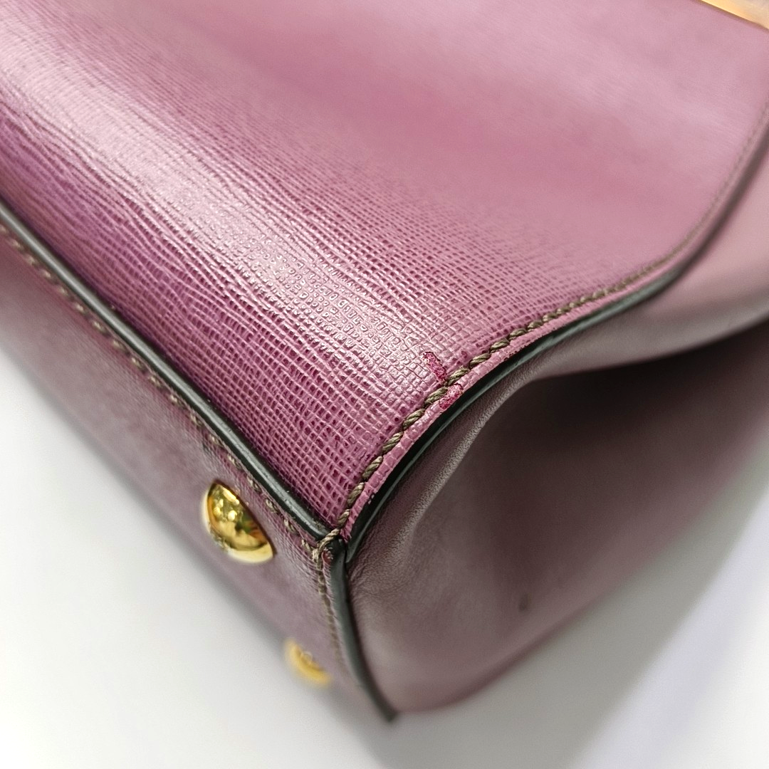 FENDI 2 Jours Small size Purple Leather Crossbody Handbag Single Shoulder Silver Hardware Removable shoulder strap-(SKU)-947556530
