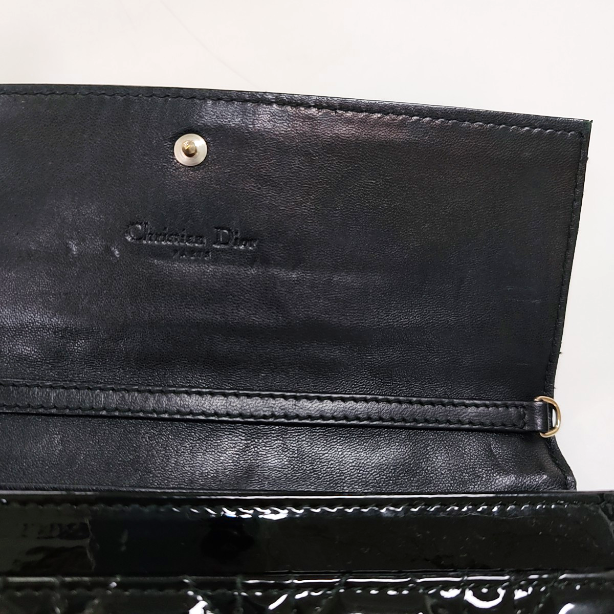 DIOR Lady Dior Black patent leather cannage quilted wallet Silver Hardware-(SKU)-959523317
