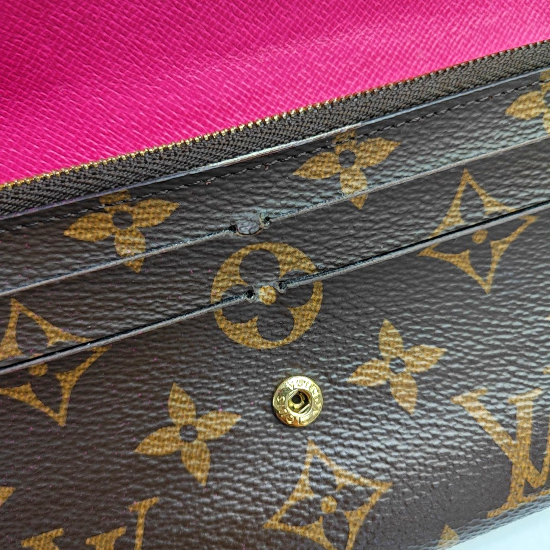 LOUIS VUITTON EMILIE Brown coated canvas vintage wallet Golden hardware-(SKU)-942991994