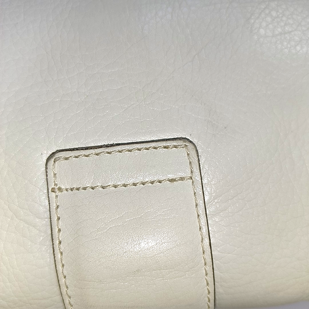 CELINE White Leather Single Shoulder Bag Golden hardware Removable shoulder strap-(SKU)-932491482