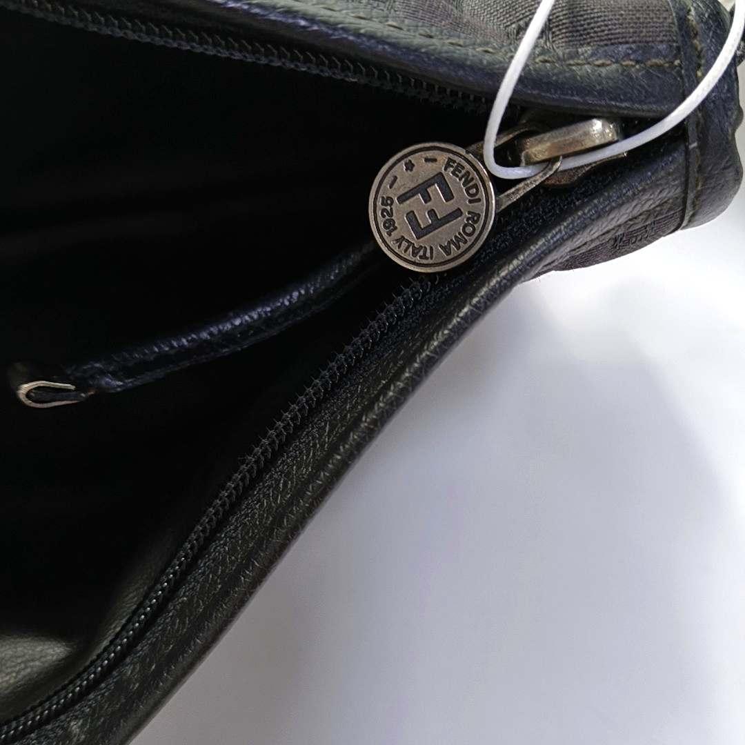 FENDI Black织物双F提花斜挎包 Silver Hardware-(SKU)-946021807