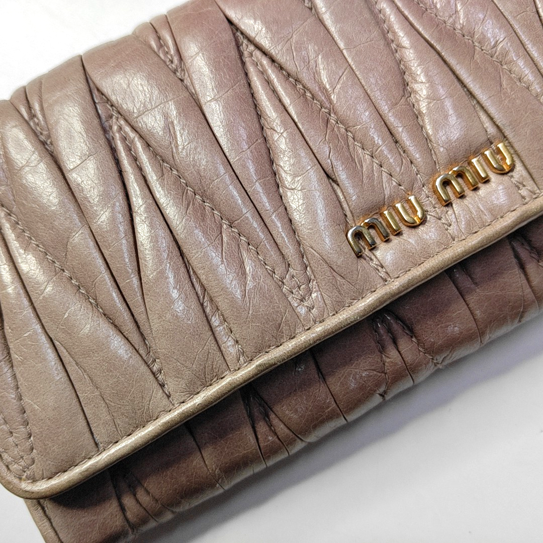 Miu Miu Light Pink Calf Leather Wallet Golden hardware-(SKU)-947592085