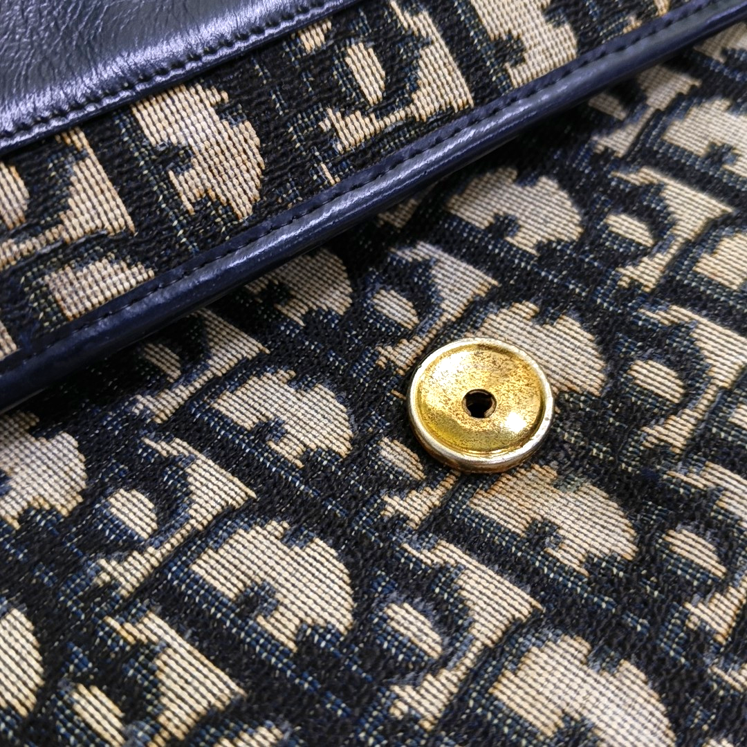 DIOR Brown Canvas Monogrammed Clutch Golden hardware-(SKU)-956712038