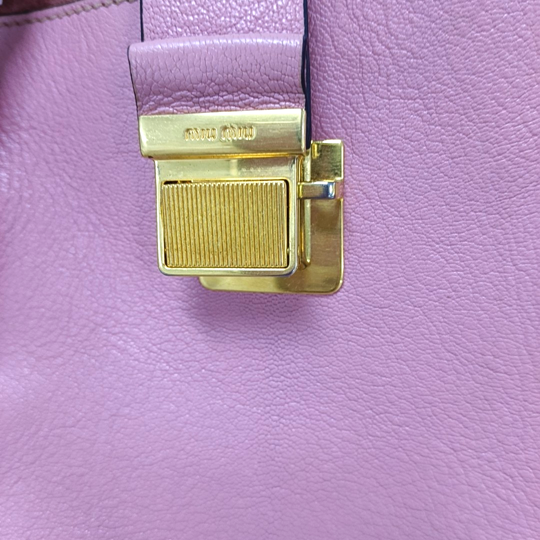 Miu Miu Pink Cowhide Sling Bag Tote Bag Golden hardware Removable shoulder strap-(SKU)-930663489