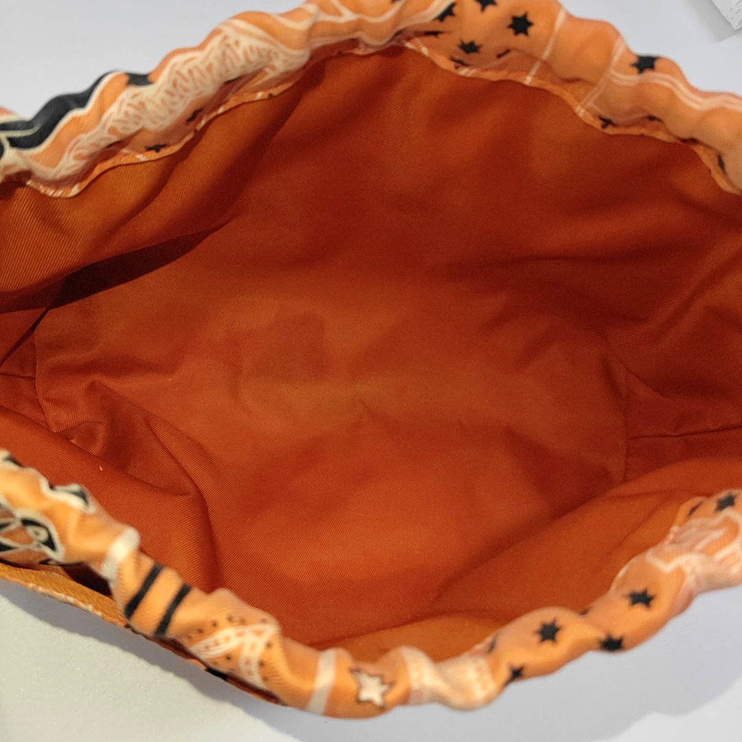 HERMÈS Fourbi 20 Orange Satin Printed Clutch Silver Hardware Tstamp-(SKU)-955960745