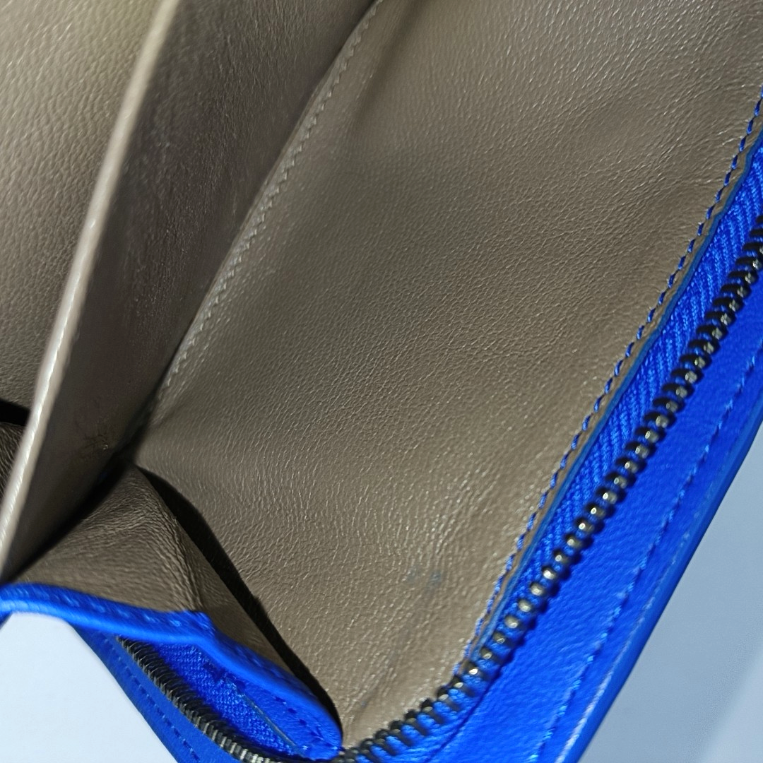 BOTTEGA VENETA Blue sheepskin woven wallet Silver Hardware-(SKU)-942953216