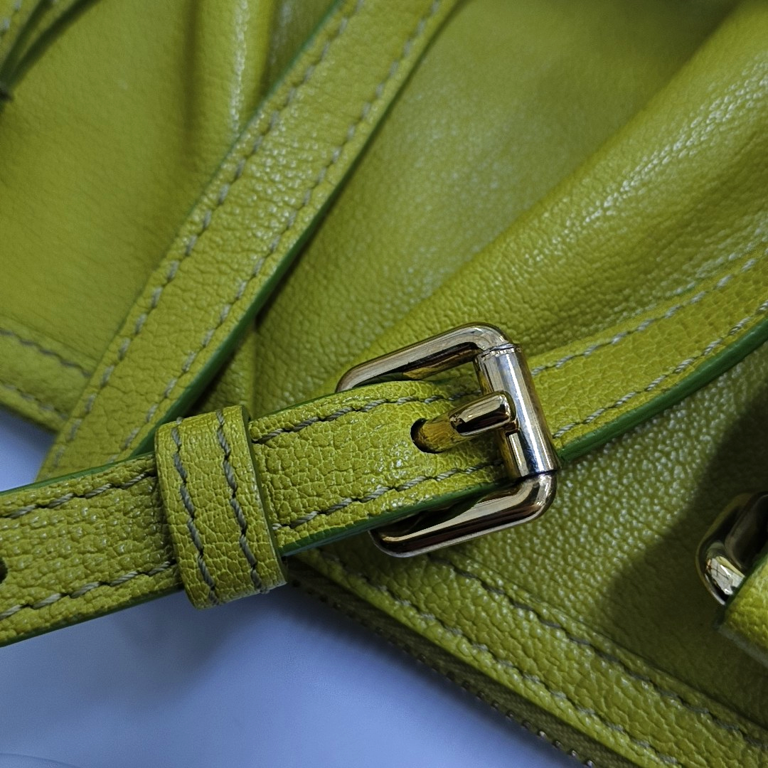 BURBERRY Yellow-Green Cowhide Single Shoulder Bag, Handbag, Crossbody Golden hardware Removable shoulder strap-(SKU)-959530790