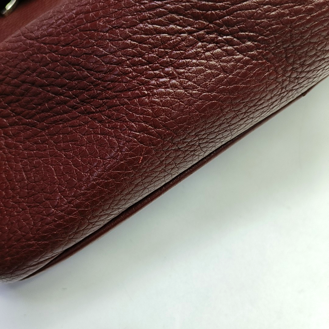 GUCCI Burgundy Cowhide Single Shoulder Bag Crossbody Bag Silver Hardware-(SKU)-944837451