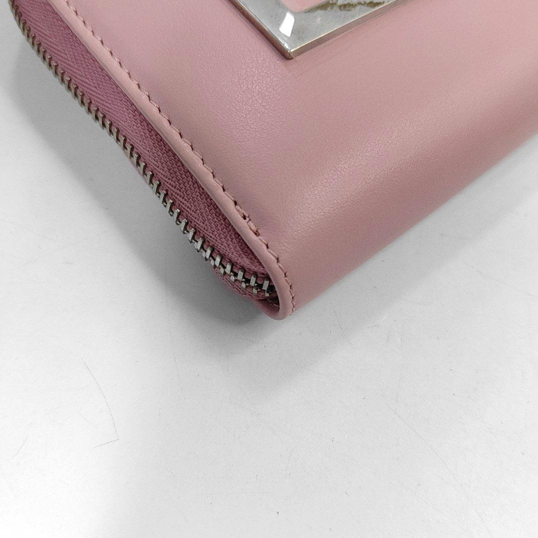FENDI Monster Pink Leather Studs Wallet Silver Hardware Complete Accessories-(SKU)-958826024