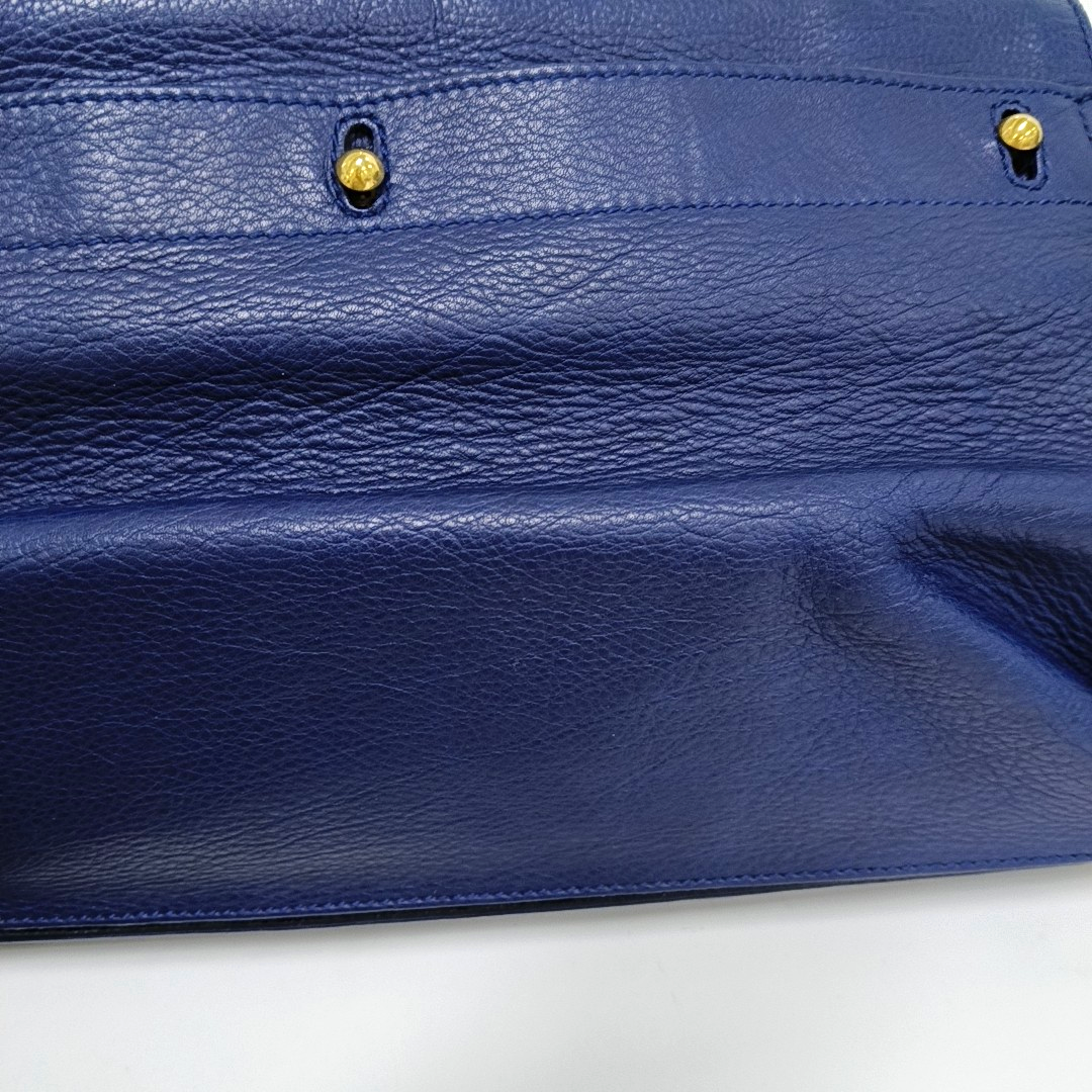 YSL MUSE TWO Dark Blue Cowhide Studs Handbag Golden hardware-(SKU)-939599133