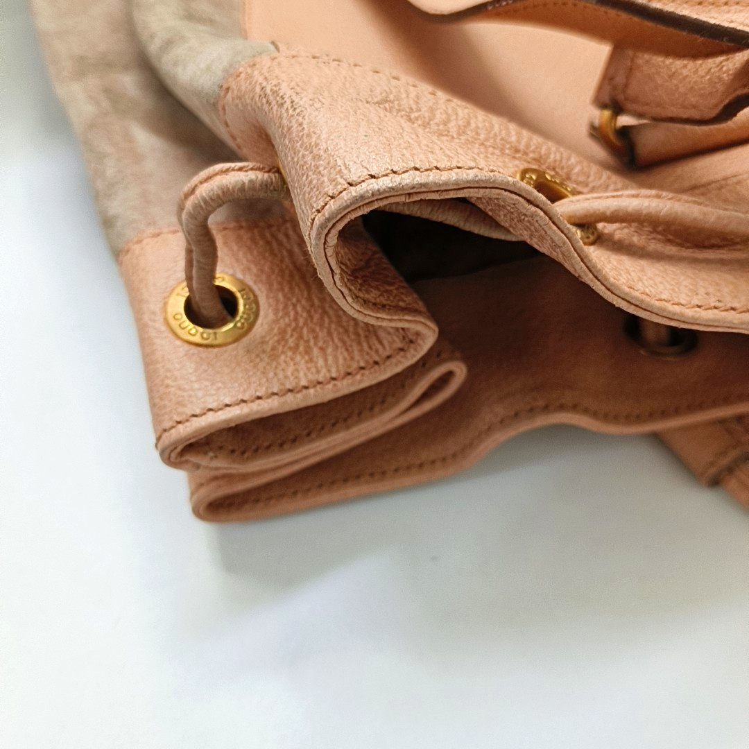 GUCCI Brown suede bamboo backpack Golden hardware-(SKU)-948850535