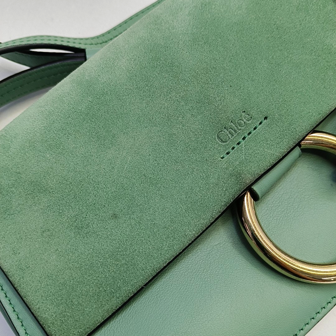 Chloé Faye Small size Green Cowhide Ring Shoulder Bag Golden hardware-(SKU)-953561461