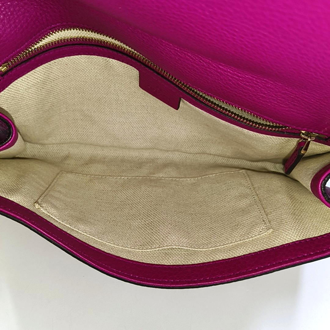GUCCI Soho Pinkish-Purple Cowhide Clutch Bag Silver Hardware-(SKU)-956214199