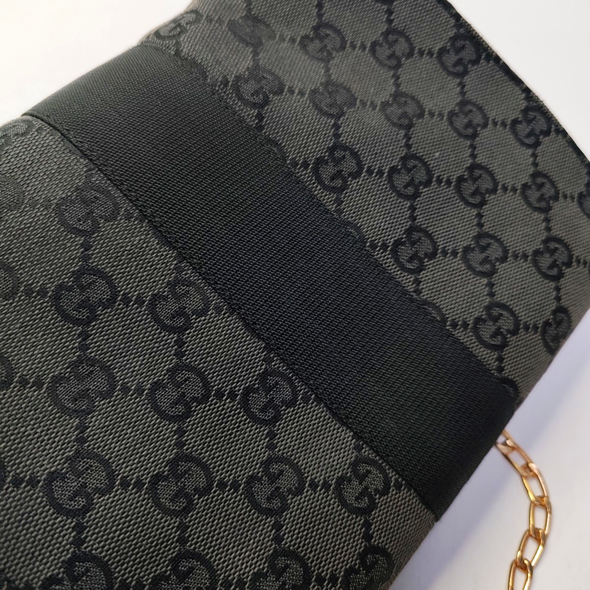 GUCCI Black Canvas Monogram Floral Print Single Shoulder Bag Handbag-(SKU)-947455818