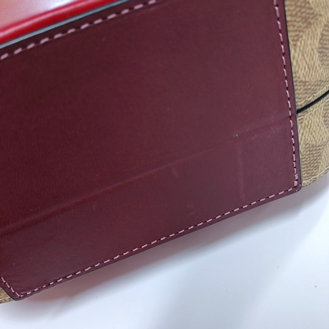 COACH Lunar New Year Red Coated Canvas Monogrammed Print Shoulder Bag Golden hardware Removable shoulder strap-(SKU)-933507798