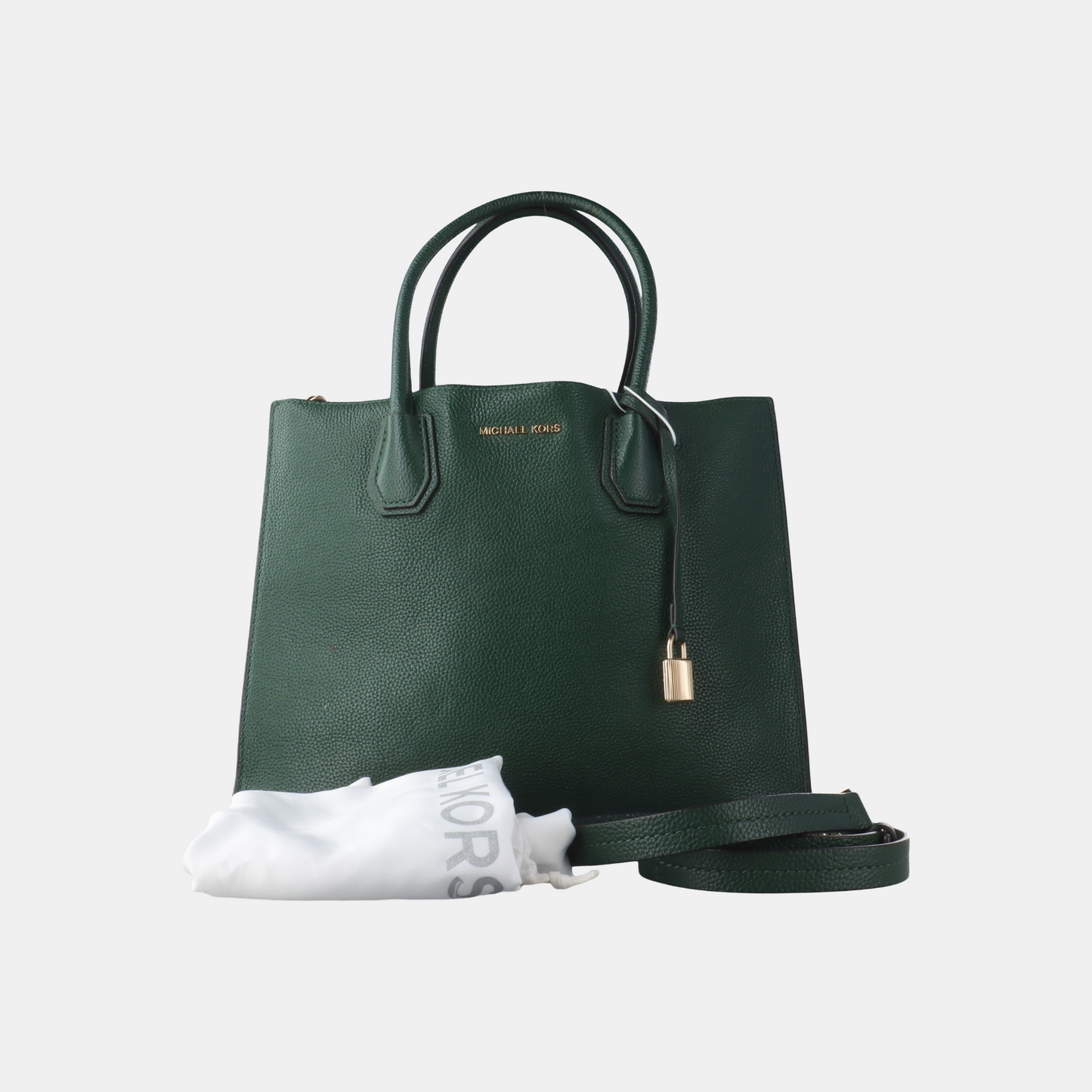 MICHAEL KORS Mercer Large size Dark Green Leather Crossbody Bag Single Shoulder Bag Handbag Golden hardware Removable shoulder strap-(SKU)-931190190