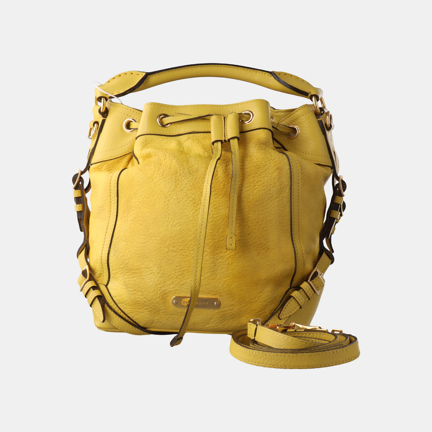 BURBERRY Northfield Yellow Leather Shoulder Bag Tote Golden hardware Removable shoulder strap-(SKU)-14373312