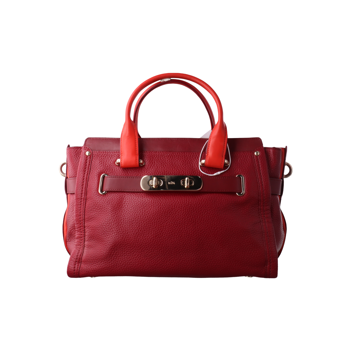 COACH SWAGGER Maroon Cowhide Single Shoulder Bag Handbag Golden hardware Removable shoulder strap-(SKU)-934444817