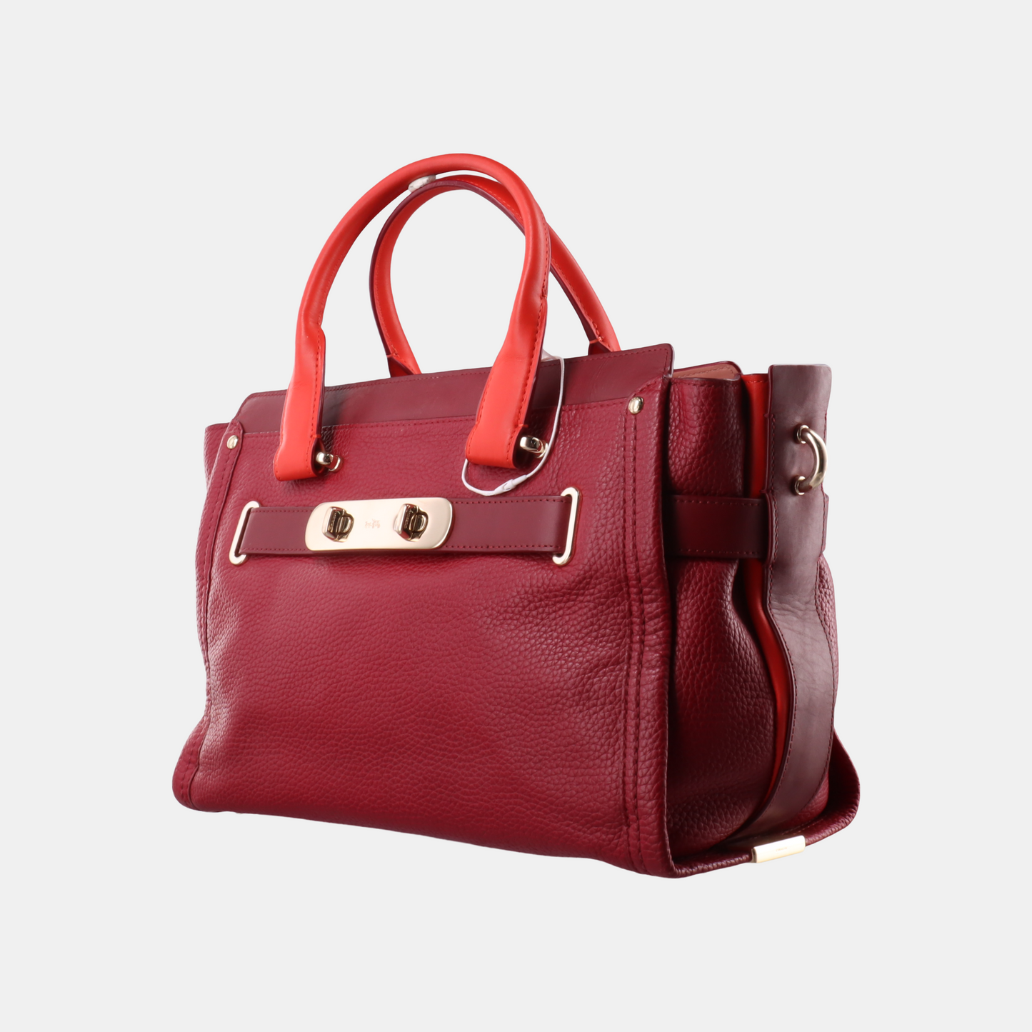 COACH SWAGGER Maroon Cowhide Single Shoulder Bag Handbag Golden hardware Removable shoulder strap-(SKU)-934444817