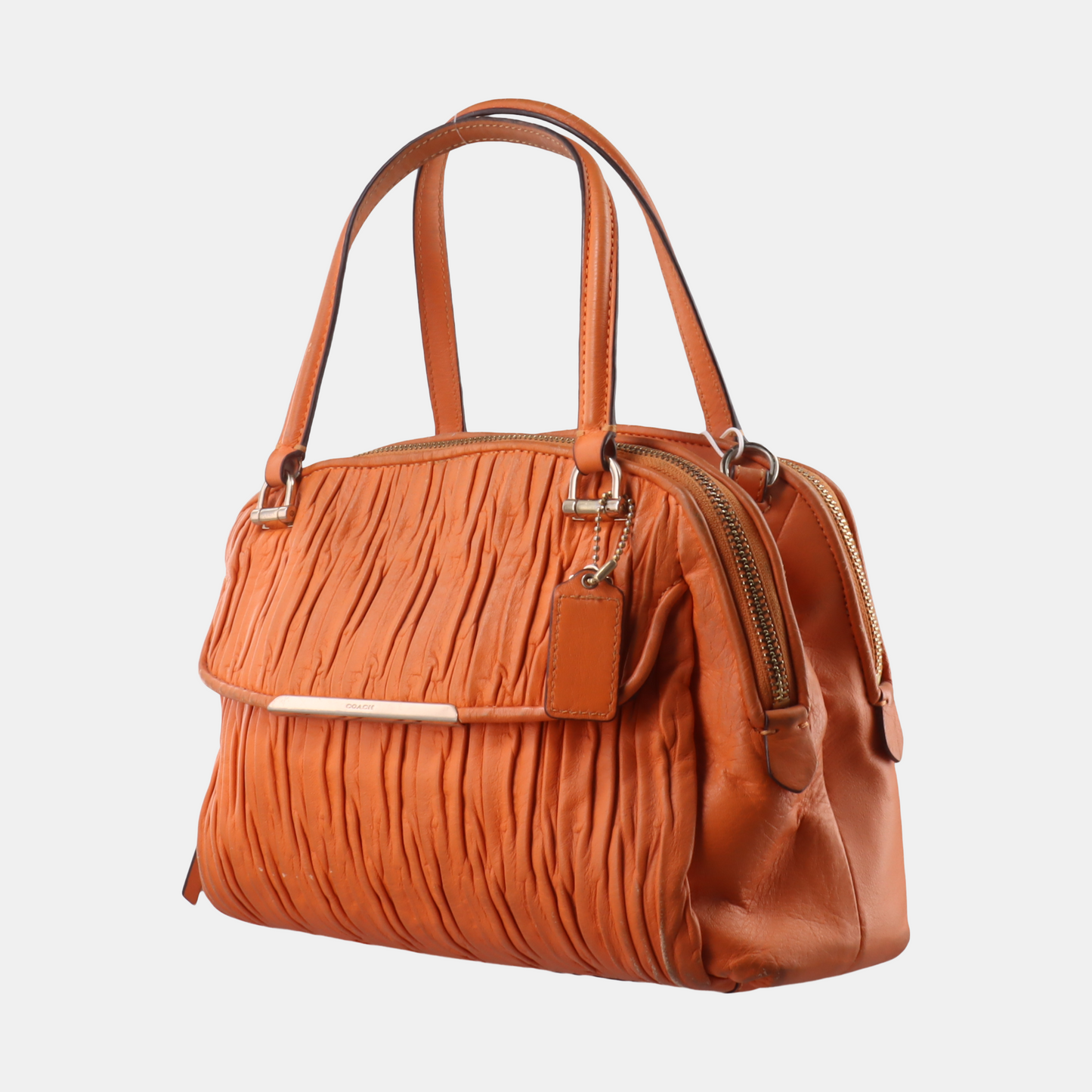 COACH Orange Leather Crossbody Handbag Single Shoulder Bag Golden hardware Removable shoulder strap-(SKU)-929655497